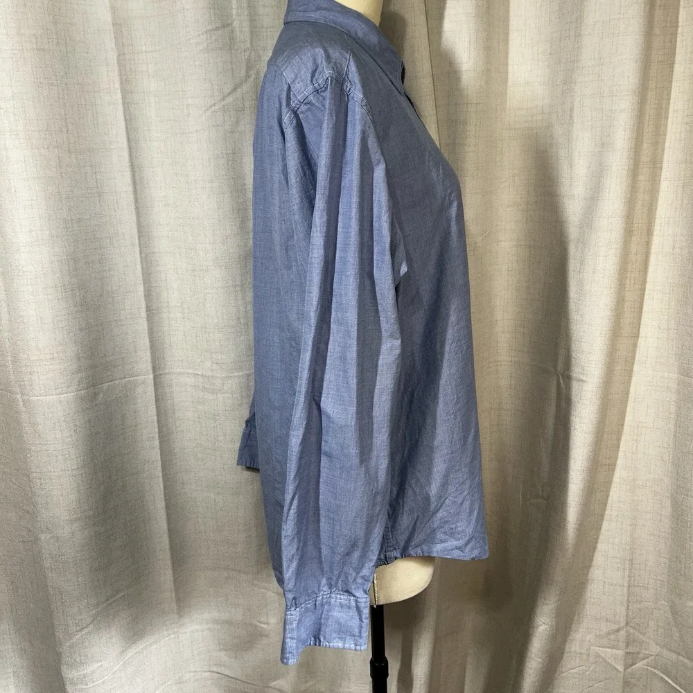 J. Crew Mens Relaxed Secret‎ Wash Cotton Button Down Shirt Waterfall Blue Large